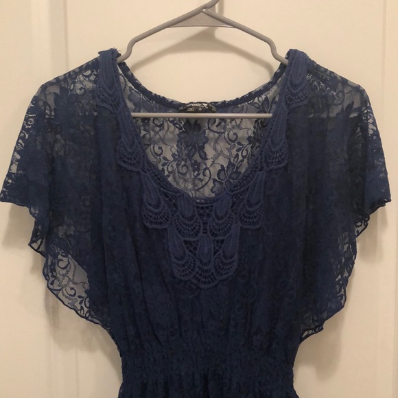 Navy Blue Lace Dress - Picture 4 of 5